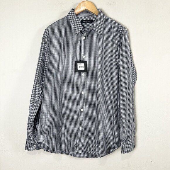 DSTRCT&Row Dress Shirt Long Sleeve White Blue Check Collared Size Medium NEW - Picture 1 of 10